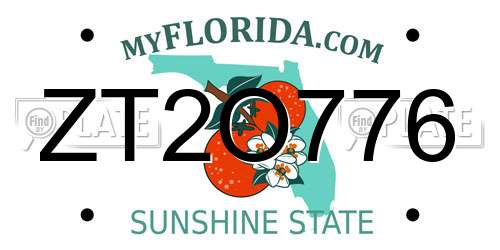 ZT2O776 Florida License Plate