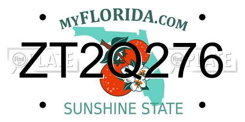 ZT2Q276 Florida License Plate