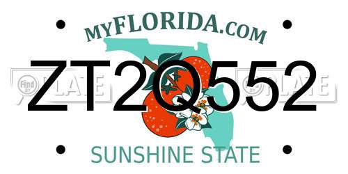 ZT2Q552 Florida License Plate