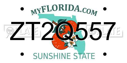ZT2Q557 Florida License Plate