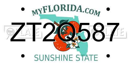 ZT2Q587 Florida License Plate