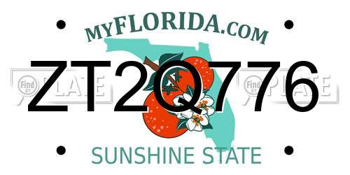ZT2Q776 Florida License Plate