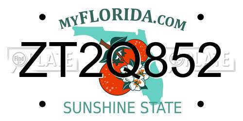 ZT2Q852 Florida License Plate