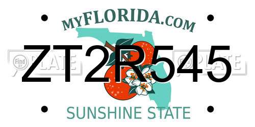 ZT2R545 Florida License Plate