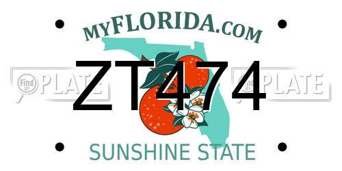 ZT474 Florida License Plate