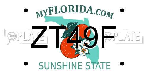 ZT49F Florida License Plate