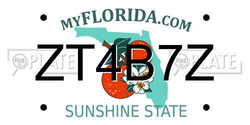 ZT4B7Z Florida License Plate