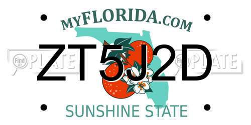 ZT5J2D Florida License Plate