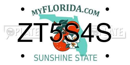 ZT5S4S Florida License Plate