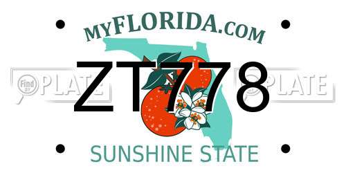 ZT778 Florida License Plate