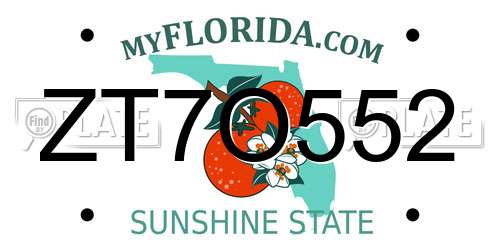 ZT7O552 Florida License Plate