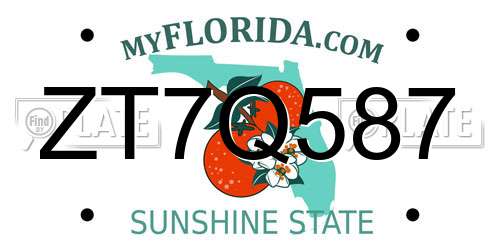 ZT7Q587 Florida License Plate