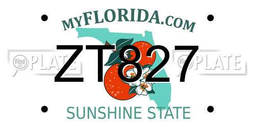 ZT827 Florida License Plate