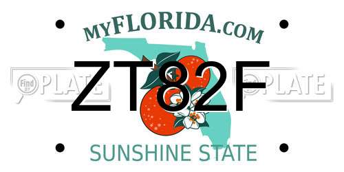 ZT82F Florida License Plate