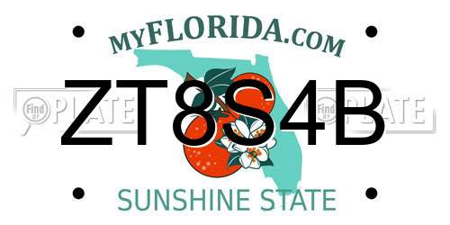 ZT8S4B Florida License Plate