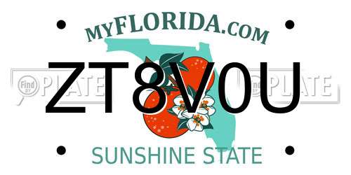 ZT8V0U Florida License Plate