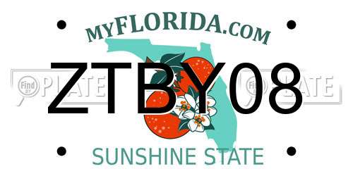 ZTBY08 Florida License Plate