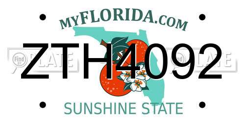 ZTH4092 Florida License Plate