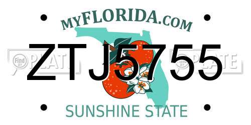 ZTJ5755 Florida License Plate