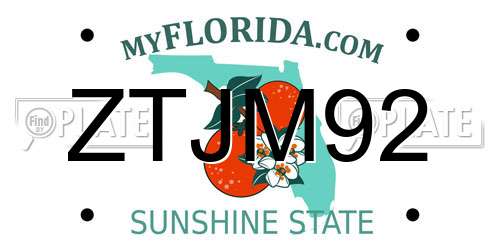 ZTJM92 Florida License Plate
