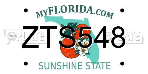 ZTS548 Florida License Plate