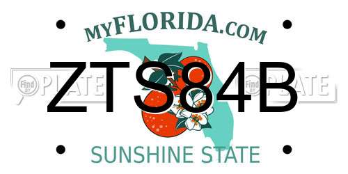 ZTS84B Florida License Plate