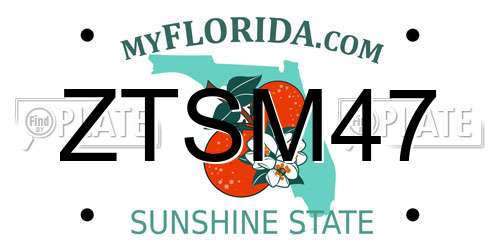 ZTSM47 Florida License Plate
