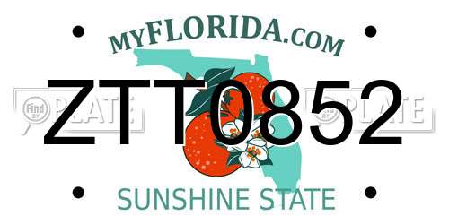 ZTT0852 Florida License Plate
