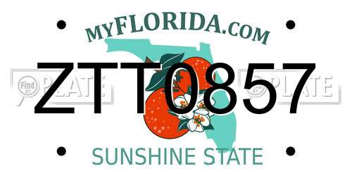 ZTT0857 Florida License Plate