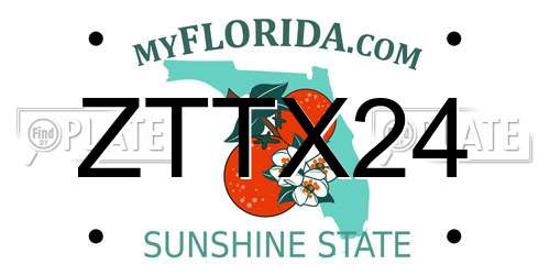 ZTTX24 Florida License Plate