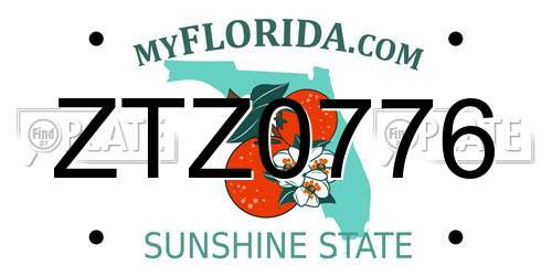 ZTZ0776 Florida License Plate