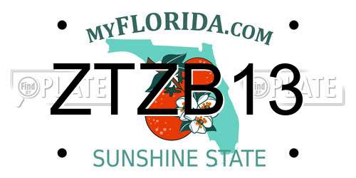 ZTZB13 Florida License Plate