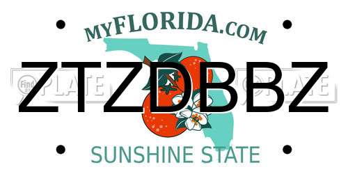 ZTZDBBZ Florida License Plate
