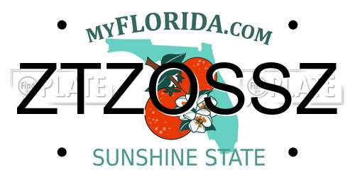 ZTZOSSZ Florida License Plate