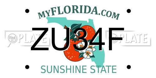 ZU34F Florida License Plate