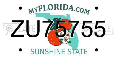 ZU75755 Florida License Plate