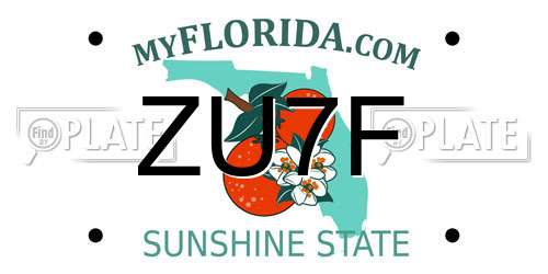 ZU7F Florida License Plate