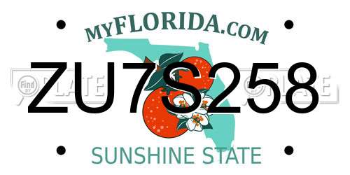 ZU7S258 Florida License Plate