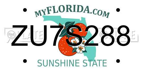 ZU7S288 Florida License Plate