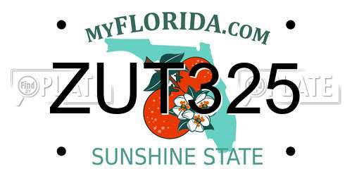 ZUT325 Florida License Plate