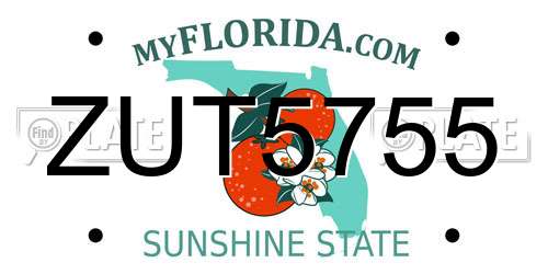 ZUT5755 Florida License Plate