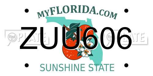 ZUU606 Florida License Plate
