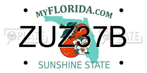 ZUZ37B Florida License Plate