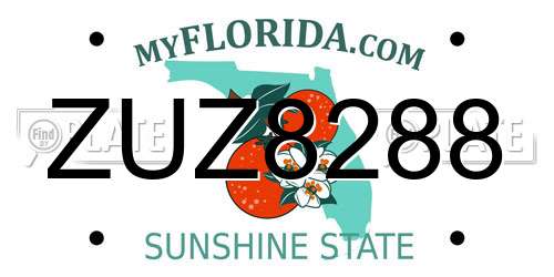 ZUZ8288 Florida License Plate