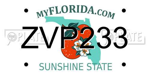 ZVP233 Florida License Plate