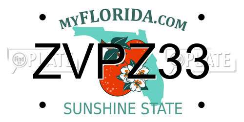 ZVPZ33 Florida License Plate