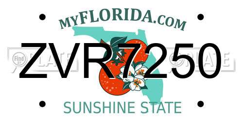 ZVR7250 Florida License Plate