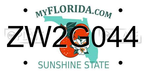 ZW2G044 Florida License Plate