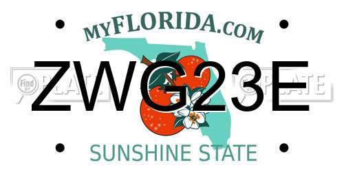 ZWG23E Florida License Plate