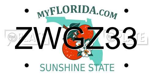 ZWGZ33 Florida License Plate